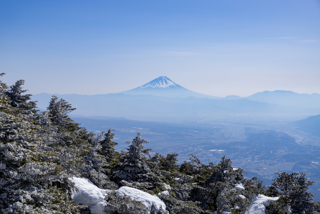 編笠山から見た富士山