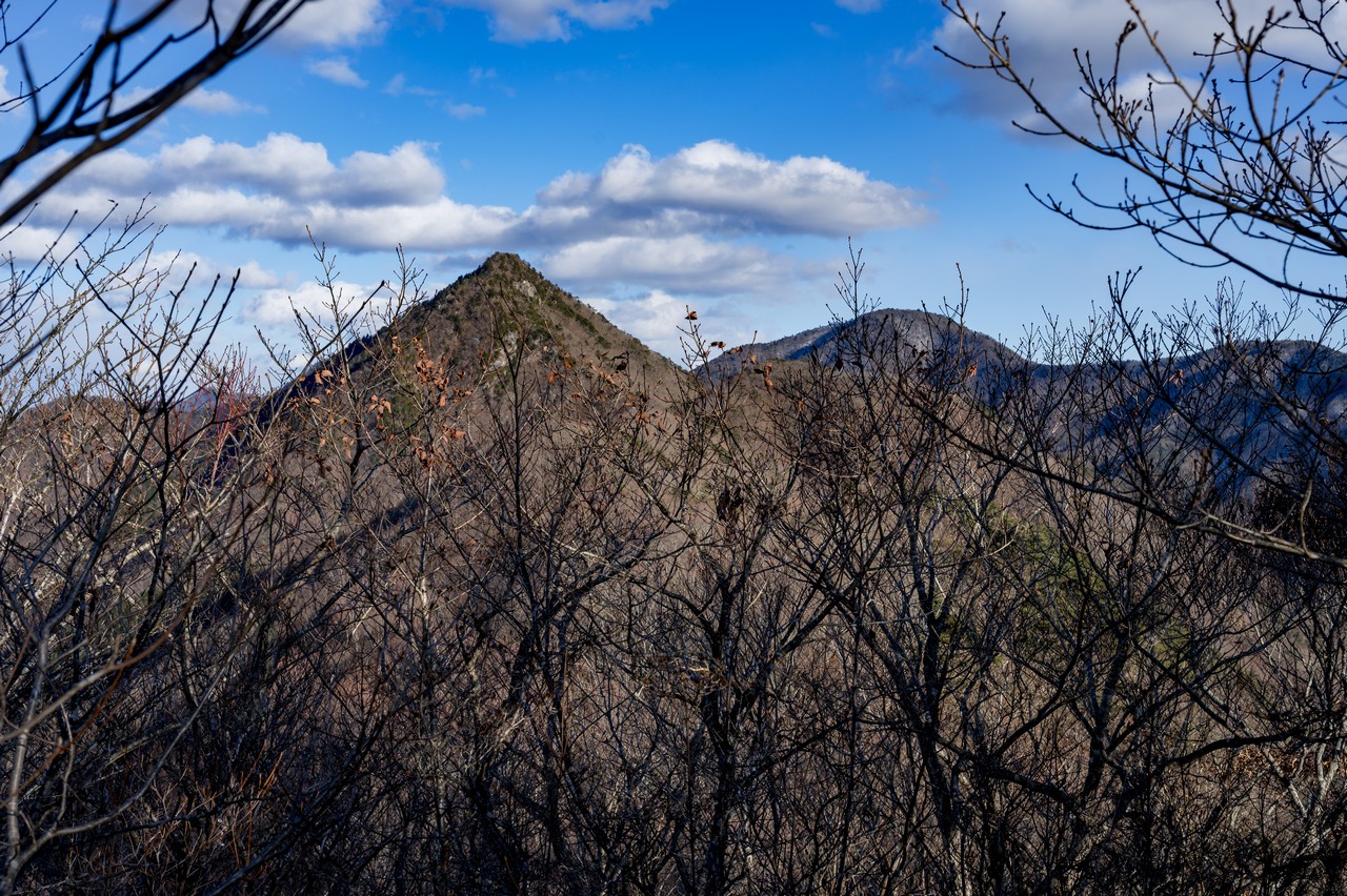 神座山から見た釈迦ヶ岳と黒岳
