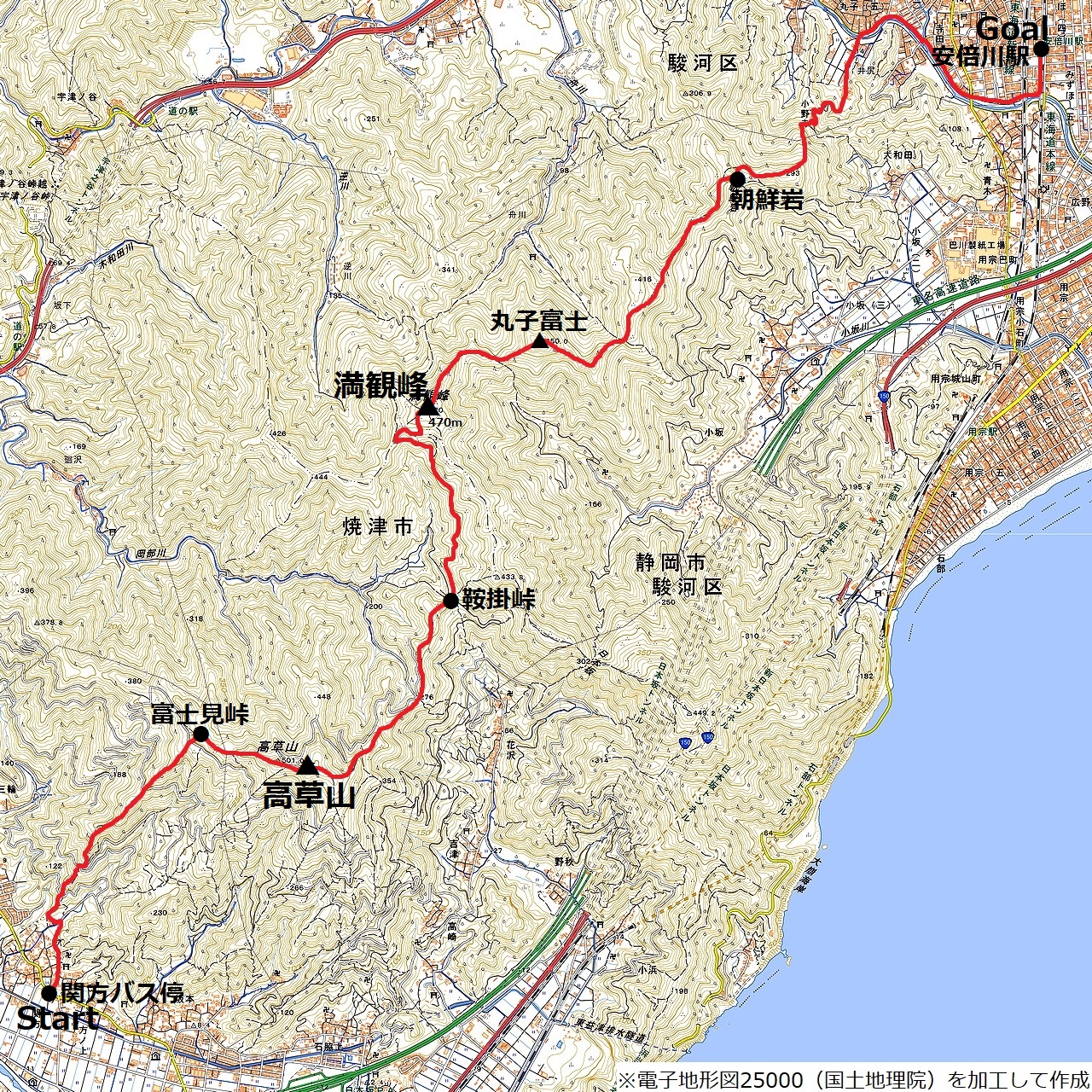 焼津アルプスコースマップ