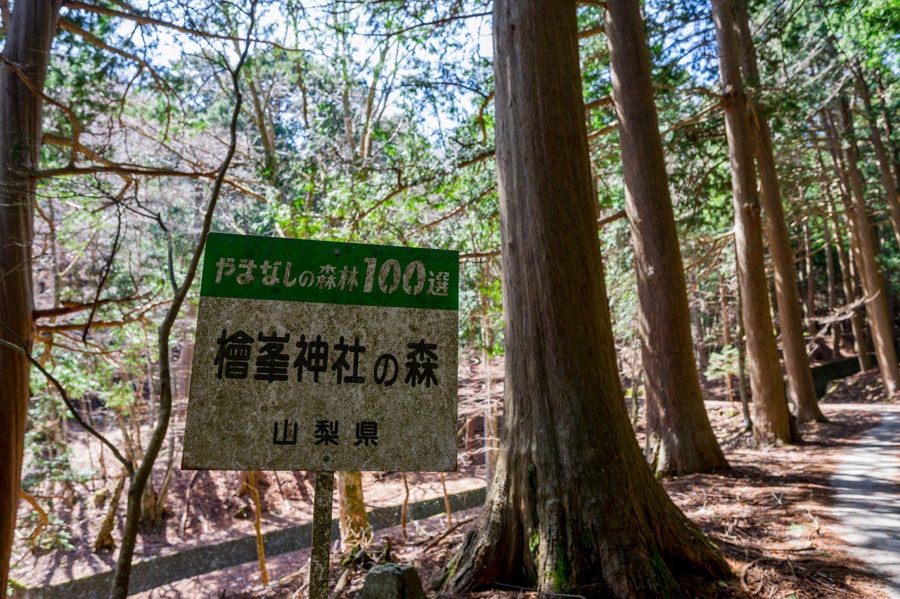 檜峯神社のやまなしの森林１００選