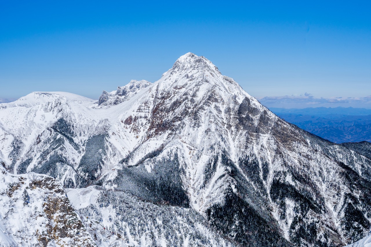 権現岳から見た冬の赤岳