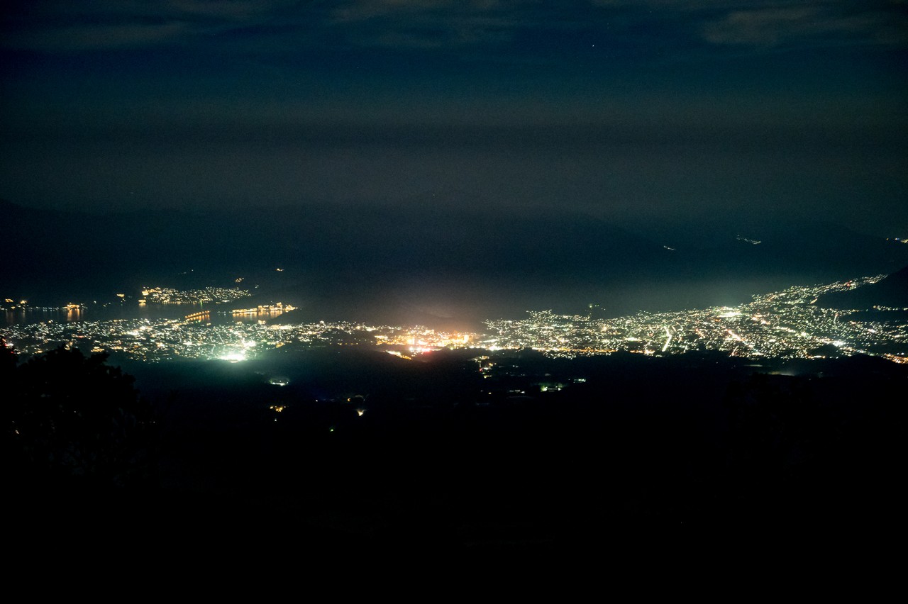 富士山５合目から見た富士吉田の夜景