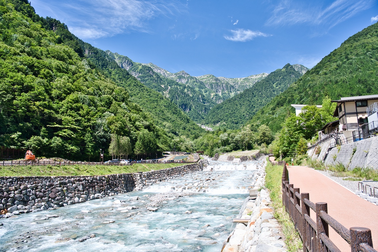 新穂高から見た北アルプスの稜線