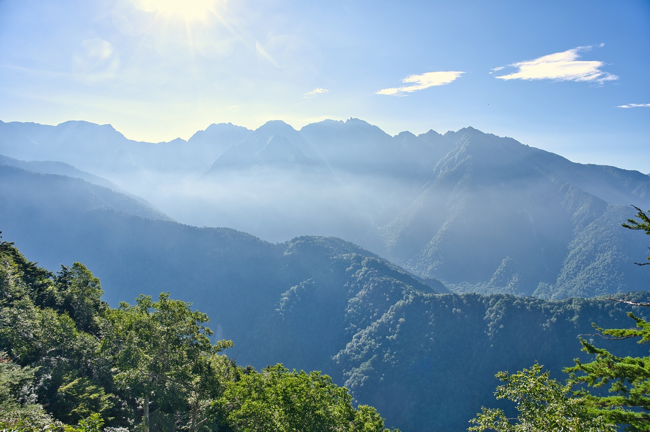 笠新道から見た穂高連峰
