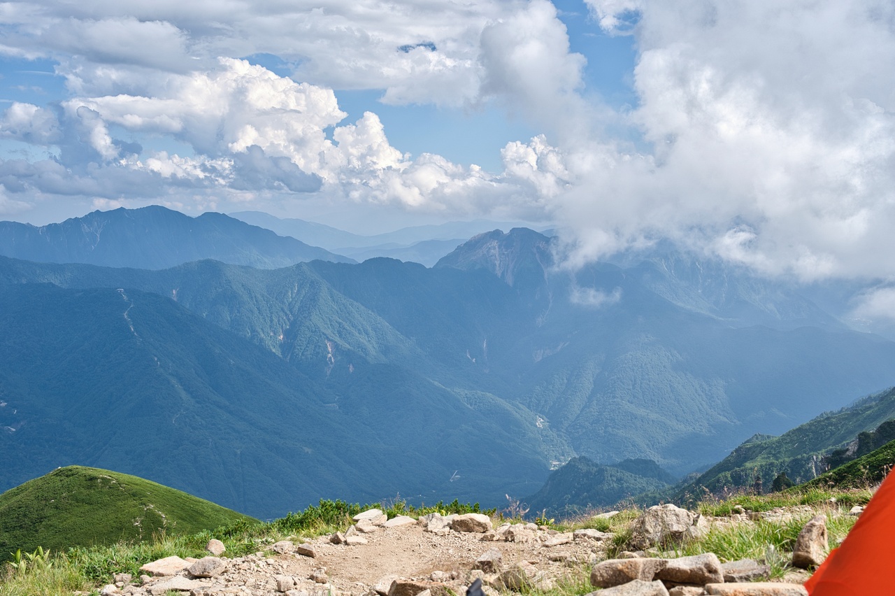 笠ヶ岳テント場からの眺め