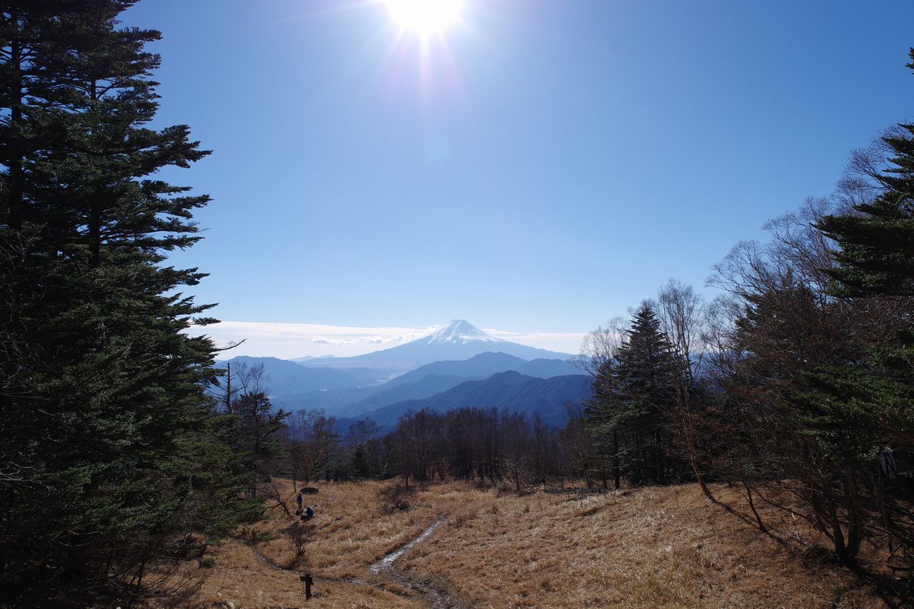 雁ヶ腹擦山の山頂から見た富士山