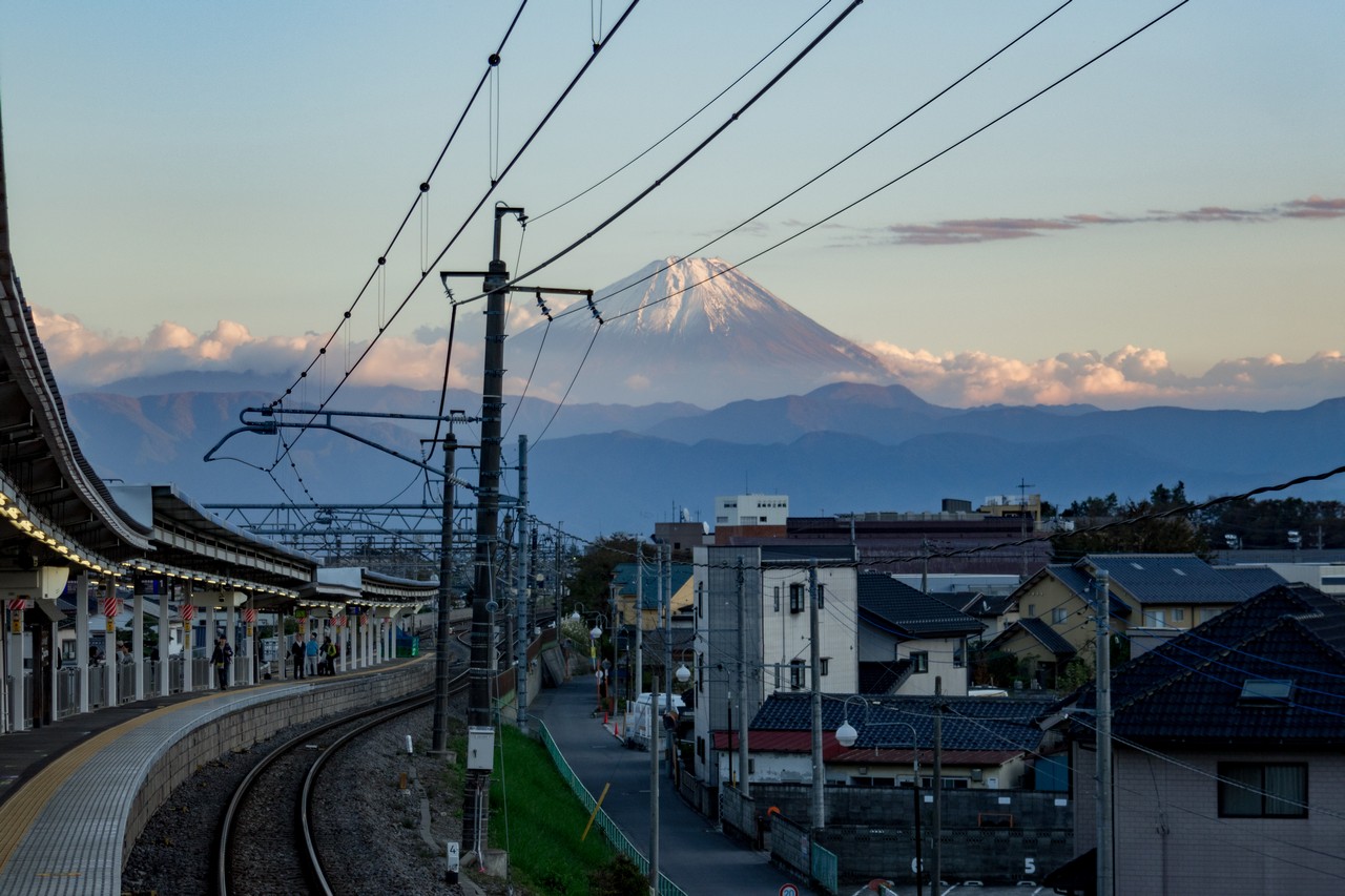 韮崎駅から見た富士山